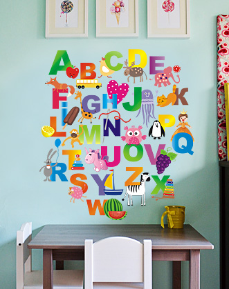 АВС - алфавит на английском языке для изучения ребенком английского языка. Все буквы имеют яркую расцветку и клеятся на стену отдельно друг от друга. 