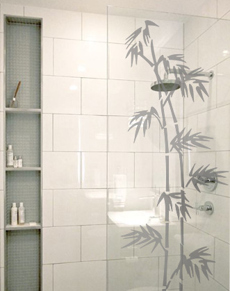 фото виниловая наклейка бамбук в ванной