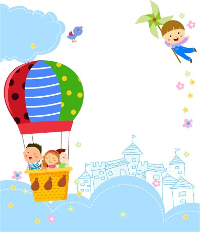фото наклейка для оформления стены в детском саду "На воздушном шаре"