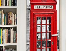 Английская телефонная будка наклейка на дверь фото
