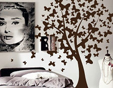 наклейка на стены дерево из бабочек фото, наклейка дерево фото, виниловая наклейка дерево фото, наклейки бабочки на стену фото,