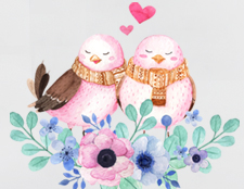 Наклейка к 14 февраля Влюбленные птички, наклейка птички фото, наклейки к валентину фото, декор к 14 февраля фото