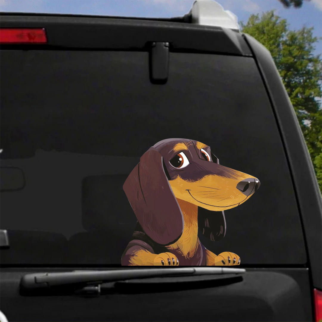 Наклейка на авто Такса фото, наклейка на машину собака фото, наклейка на стекло авто такса фото