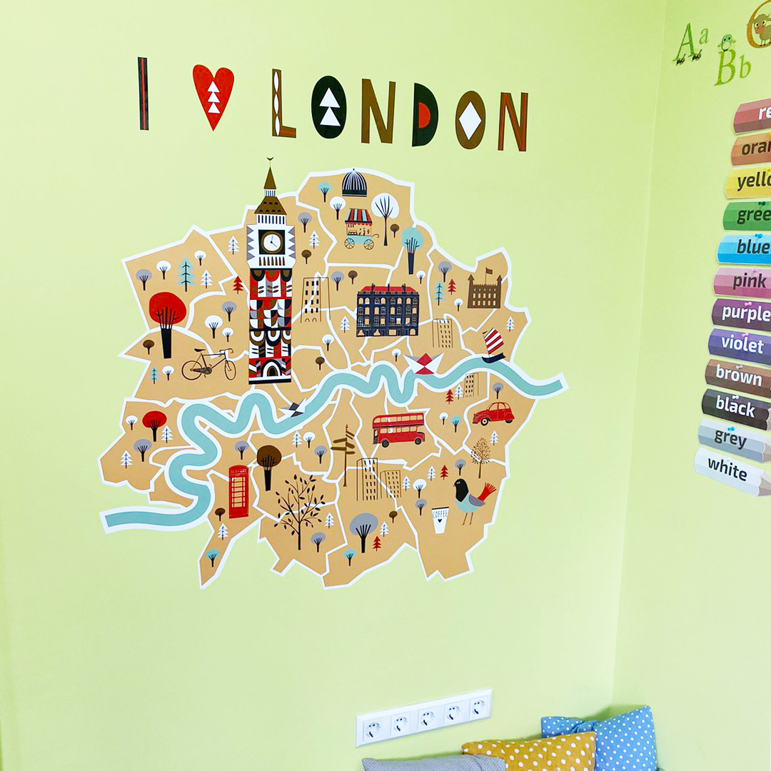 карта лондон наклейка, наклейка на стіну в кабінет англійської мови фото