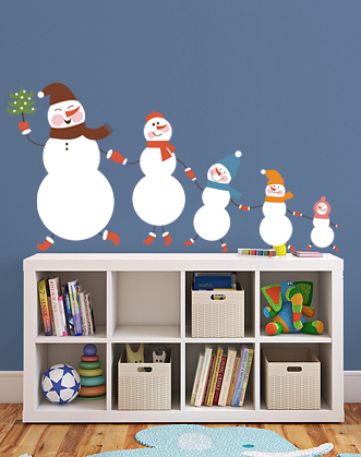 фото наклейка сніговики, сім'я сніговиків наклейка новорічна фото, декоративна наклейка сніжна сім'я фото