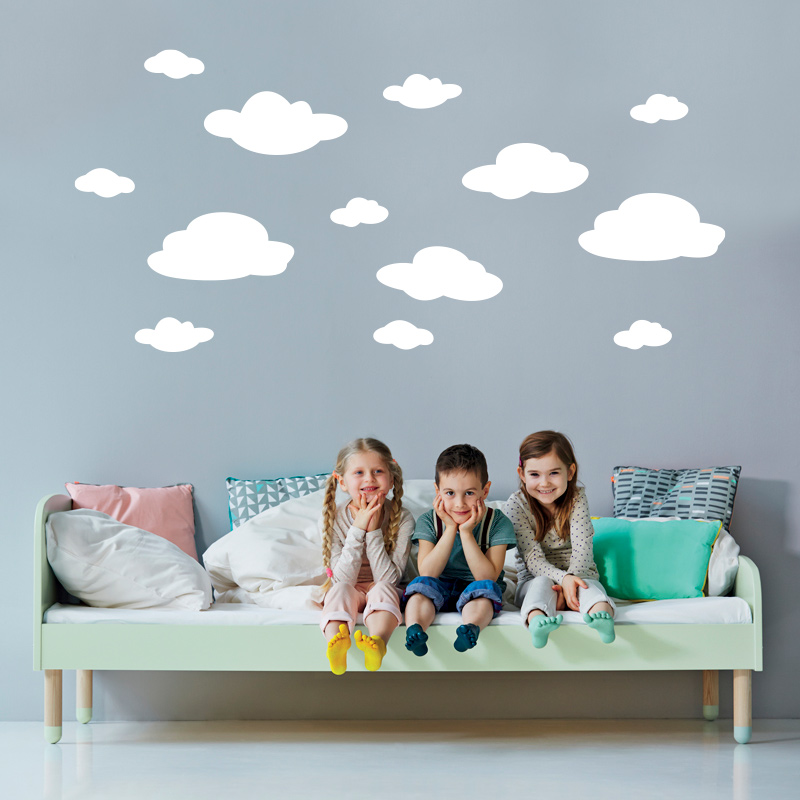наклейка в дитячу небо фото, наклейка в дитячу хмари фото, дитячі наклейки на стіни хмари фото