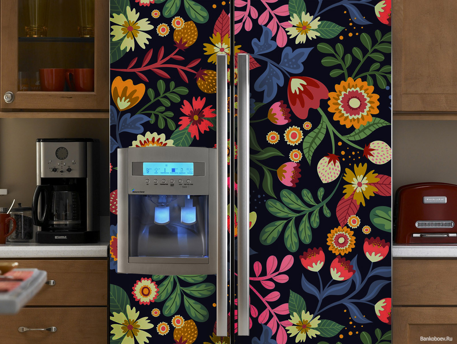 наклейка на холодильник орнамент фото, вінілова наклейка на холодильник фото, наклейка на холодильник з народним розписом фото, наклейка на холодильник фото, оновити старий холодильник фото, наклейки на кухню фото