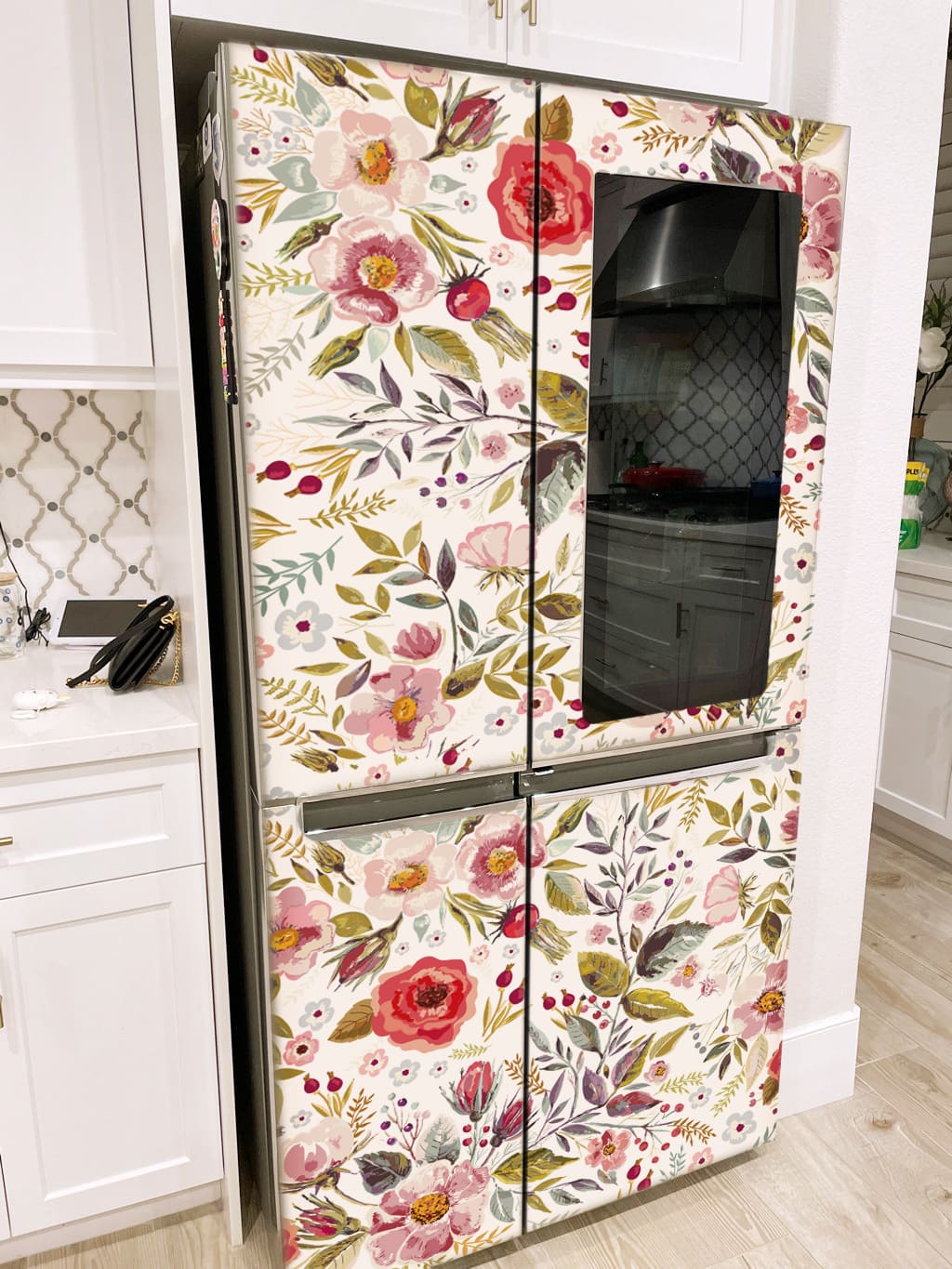 наклейка на холодильник фото квіти, вінілова наклейка на холодильник фото квіти, наклейка на холодильник на кухню фото