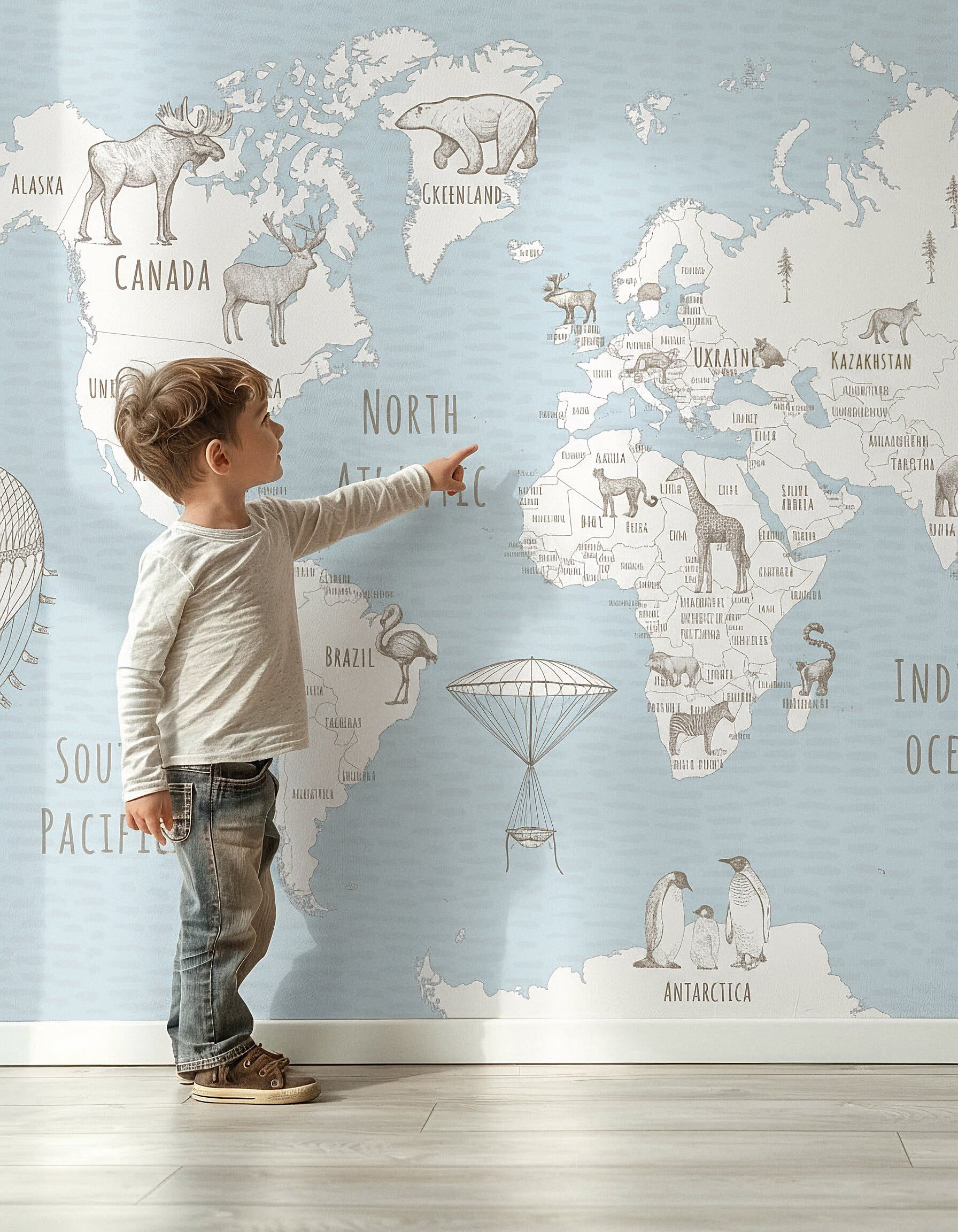 фотообои карта мира фото, фотообои в детскую фото, детские фотообои фото, голубая карта мира с океанами фото, фотообои с картой мира фото, фотообои океан фото, фотообои для мальчика фото, фотообои в деткую комнату фото, фотообои для любознательного ребенка фото