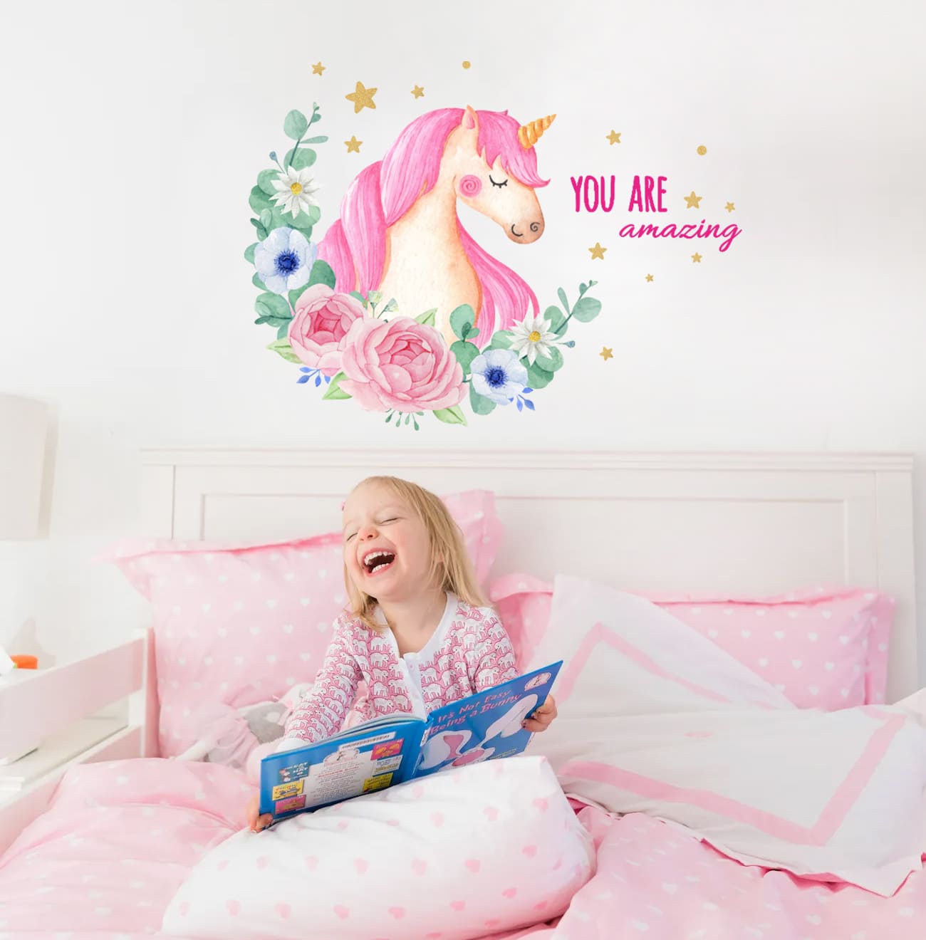 наклейка в детскую, наклейка на стену для девочек, детская девочки, декор для детской девочки, детские наклейки для девочек, наклейка цветы, наклейка на стену единорог фото