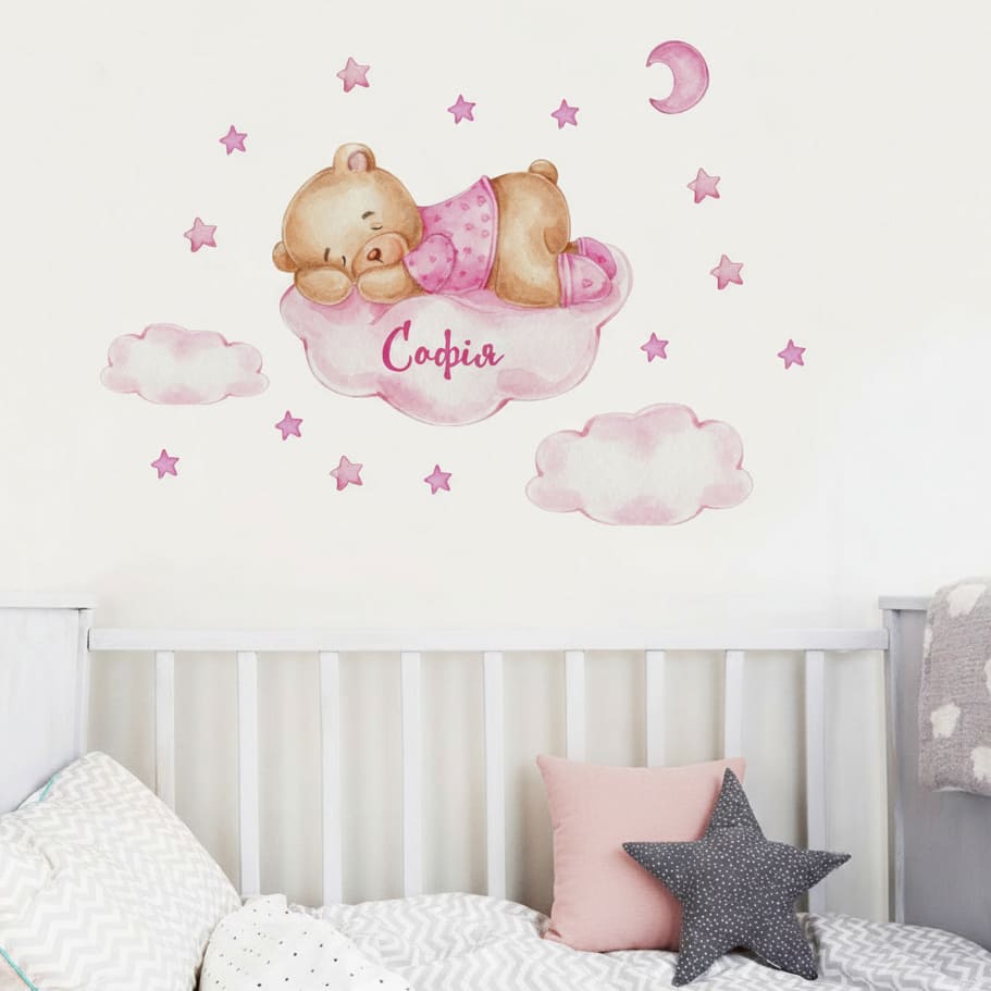 виниловая наклейка Имя девочки, наклейка для девочек с именем, наклейка на стену с именем для девочек, виниловая наклейка, детская наклейка в команту девочки, детская наклейка над кроваткой, наклейка для спальни девочки фото