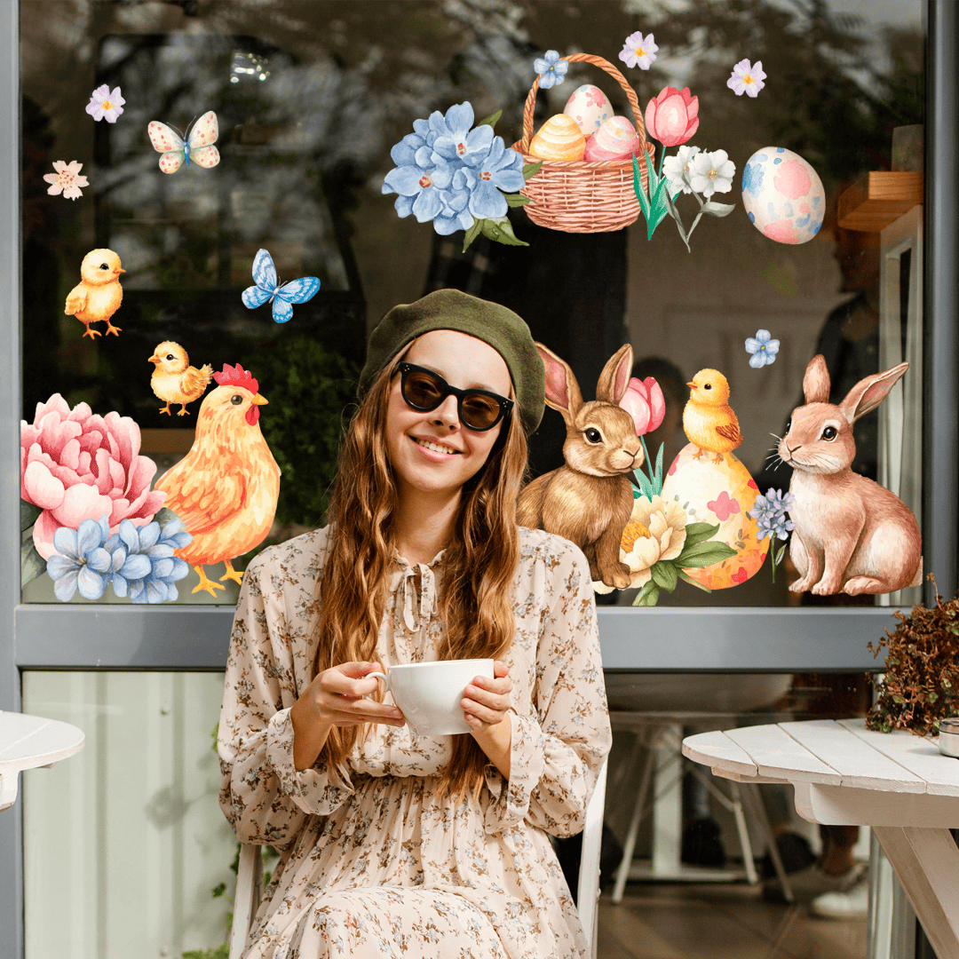 Великодні наклейки на вікно, великодні наліпки на скло, декор на Великдень, оформлення вітрин до Великодня, весняний декор на вікна, весняні наліпки на скло, весняний декор для вітрин, зайчики великодні наклейка, великодні зайці декор, наклейки зайчики на скло, декор з писанками на вікно, прикраси на вікна до Великодня, весняне оформлення вітрин, тематичний декор на Великдень, наліпки на вітрину зайці, великодній декор інтер’єру, як оформити вітрину до Великодня, як прикрасити вікно на Великдень, святкові наклейки на вікна