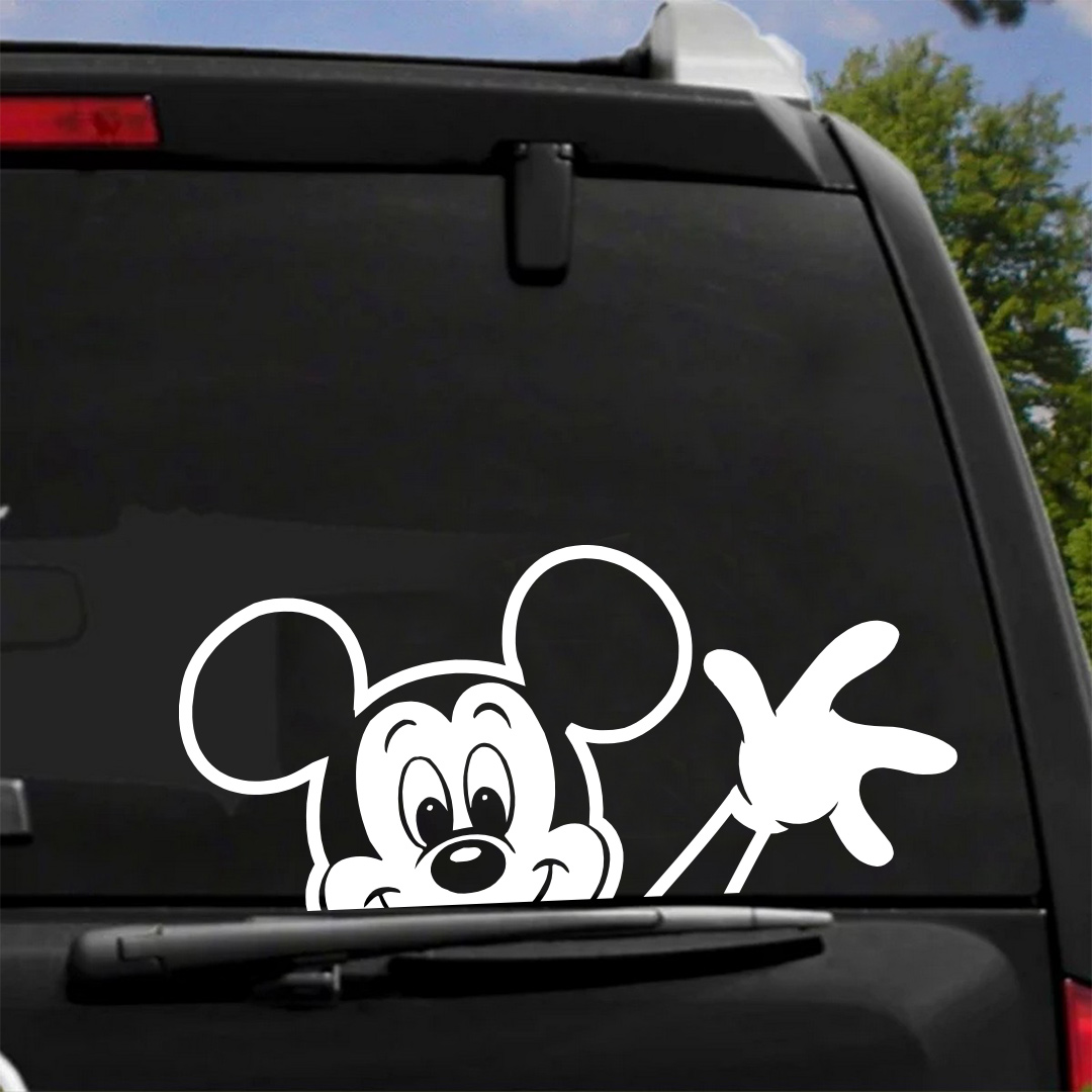 наклейка на машину с Микки Маусом, наклейка детская на машину, наклейка на машину дети, дети в машине наклейка