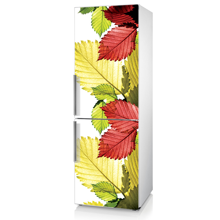 наклейки на холодильник фото осінь, вінілова наклейка на холодильник фото осінь, декор холодильника фото листя, наклейки на кухню листя