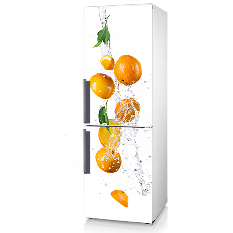наклейка на холодильник апельсин фото, фото виниловая наклейка на холодильник апельсины,