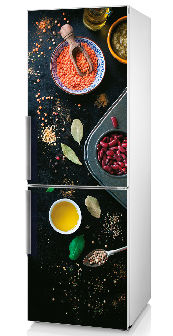наклейки на холодильник фото, як оновити старий холодильник фото, як пофарбувати холодильник фото, наклейка спеції на кухню фото, наклейка на двері холодильника фото