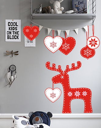 фото скандинавський олень, наклейка на стіну, новорічний декор