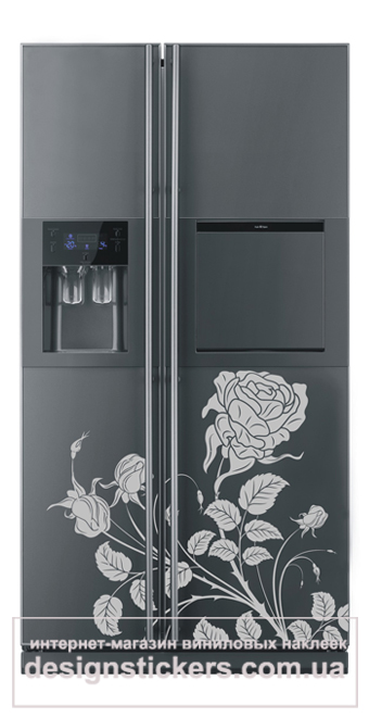 наклейки на холодильник, вінілові наклейки на холодильник, на холодильник квітка, троянда на холодильник наклейка