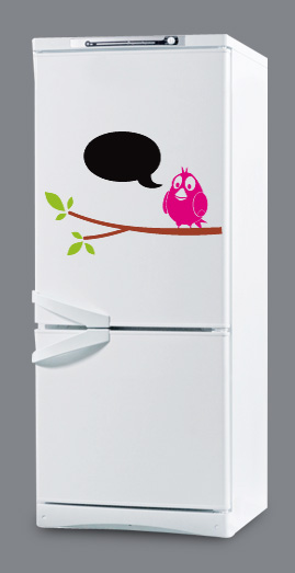 наклейки на холодильник, наклейки для холодильника, вінілові наклейки на холодильник, наклейка птах - секретар, наклейки на холодильник для записів